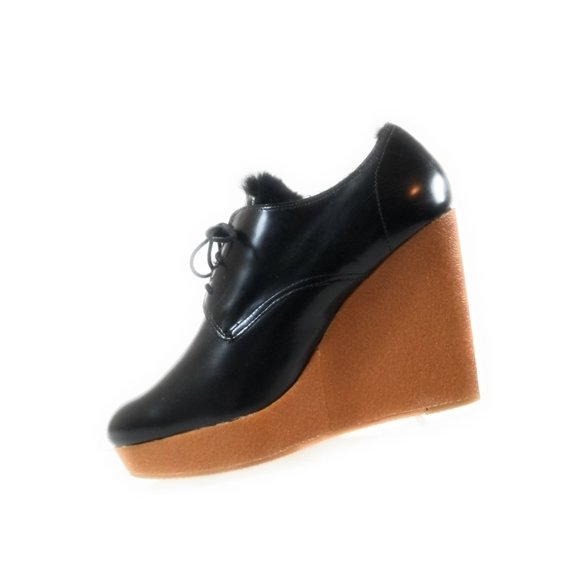 3.1 Phillip Lim Women Black Leather High Wedges La - Picture 2 of 11